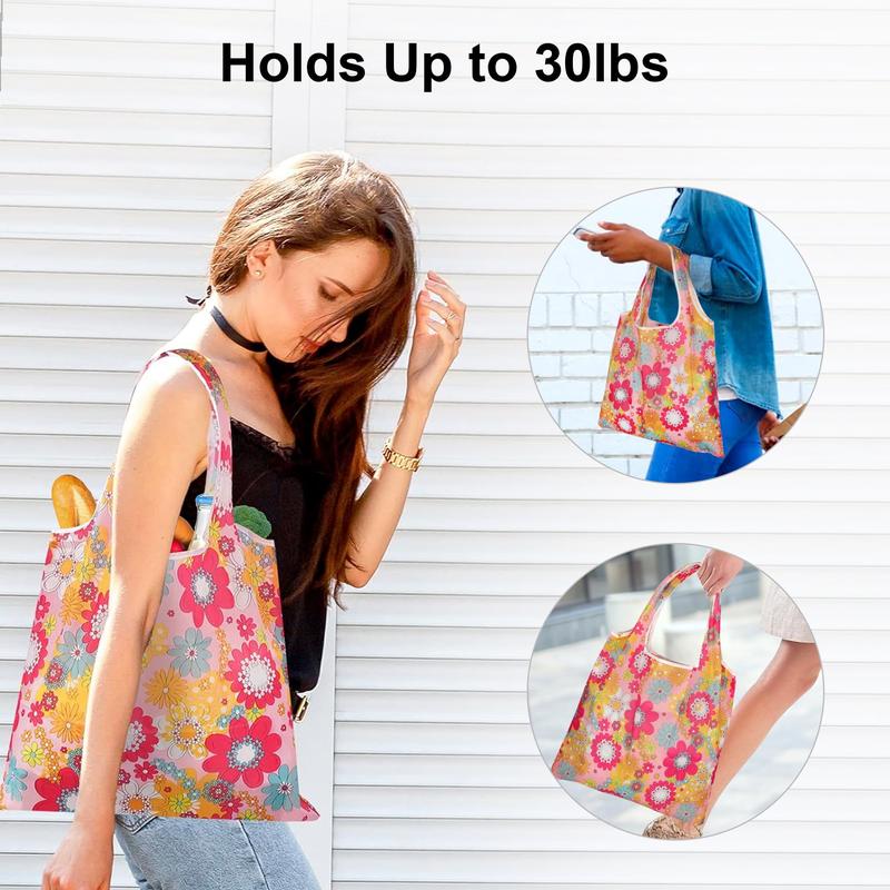 TSV 10Pcs Reusable Grocery Bags, Washable Foldable Shopping Bags, 25.9x18.1