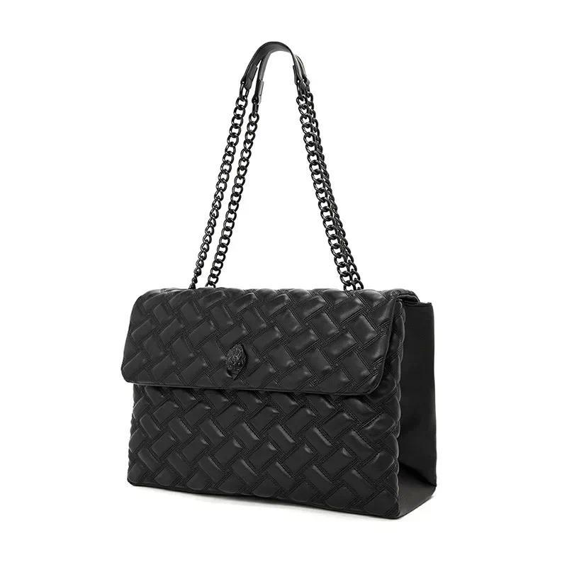 KURT G LONDON XXL Women's Bag Black Splicing Retro Diamond Chain Shoulder Fashion Trendy Big Capacity Eagle Head HandBag