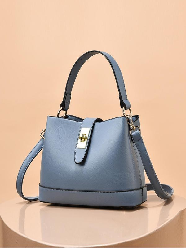 Women's Fashionable Plain Color Bucket Bag, Casual PU Leather Shoulder Crossbody Bag for Daily Used, Trendy Versatile High-quality Daily Commuting Bag