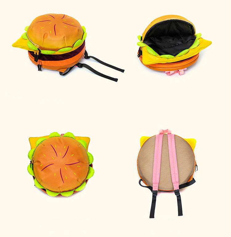 Fashionable Novelty Hamburger Design Backpack, Cute Spring Large Volume Backpack with Adjustable Strap For Daily Used, Cute Purse Student School Book Bag