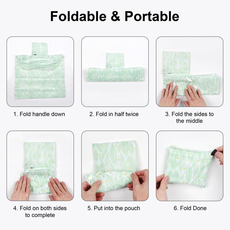 TSV 10Pcs Reusable Grocery Bags, Washable Foldable Shopping Bags, 25.9x18.1