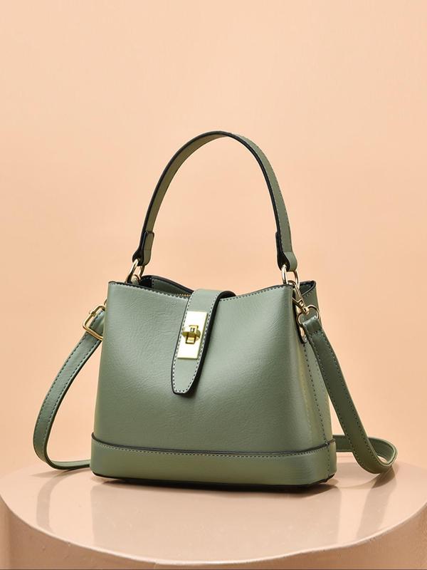 Women's Fashionable Plain Color Bucket Bag, Casual PU Leather Shoulder Crossbody Bag for Daily Used, Trendy Versatile High-quality Daily Commuting Bag