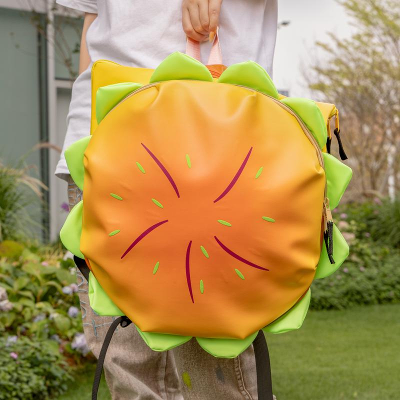 Fashionable Novelty Hamburger Design Backpack, Cute Spring Large Volume Backpack with Adjustable Strap For Daily Used, Cute Purse Student School Book Bag