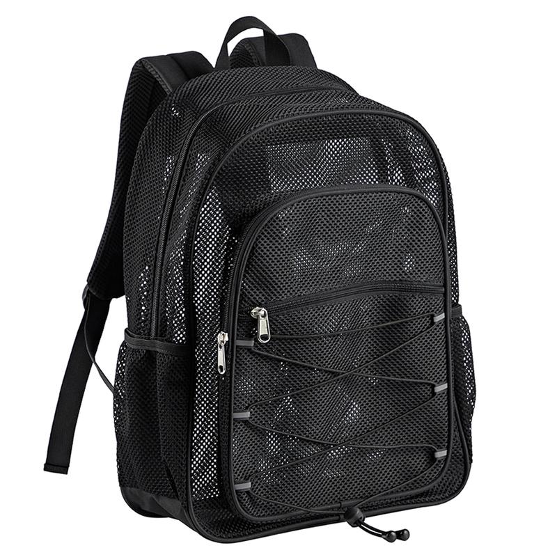 Heavy Duty Mesh Backpack, See Through College Mesh Backpack, Semi-transparent Bookbag with Bungee and Comfort Padded Straps for Commuting, Swimming, Beach, Outdoor Sports