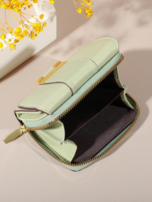 Women's Solid Color Short Wallet, Fashionable Zipper Card Holder, Simple All-match Purse for Daily Used, Casual Trendy Versatile High-quality Daily Wallet