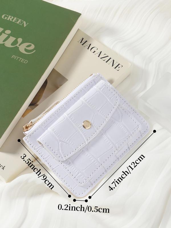 Women's  Fashionable Plain Pu Leather Zipper Wallet, Casual Lightweight Short Wallet for Daily Used, Credit Card Holder Coin Storage Bag