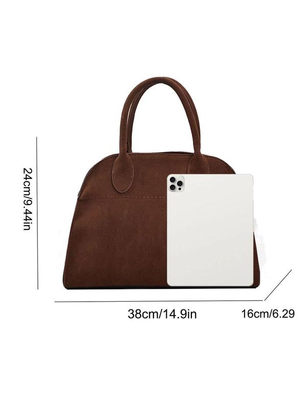 Women's Solid Color Suede Handbag, Fashionable Large Capacity Shoulder Bag for Daily Used, Casual Trendy Versatile High-quality Daily Commuting Bag