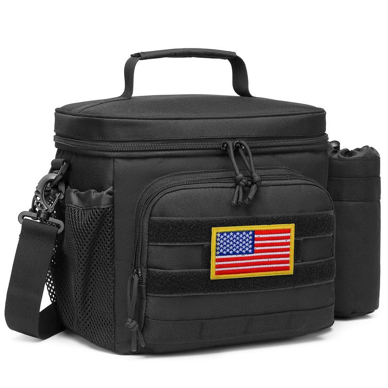 Tactical Lunch Box for Men, 12L MOLLE Lunch Bag Adult, Reusable Insulated lunchbox, Leakproof Cooler with Detachable Pouch for Work Camping Fishing