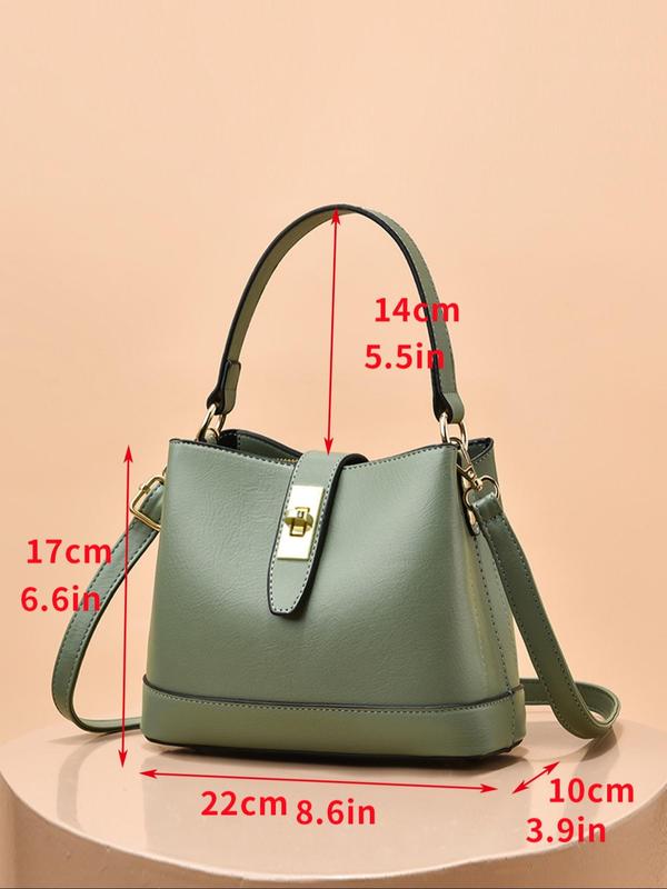 Women's Fashionable Plain Color Bucket Bag, Casual PU Leather Shoulder Crossbody Bag for Daily Used, Trendy Versatile High-quality Daily Commuting Bag