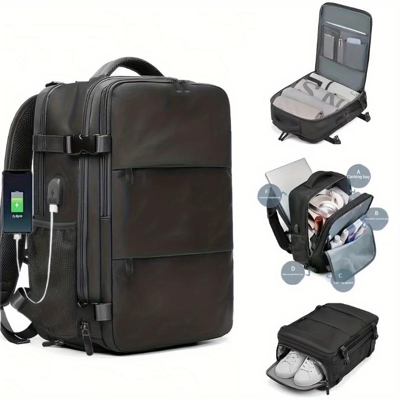 Large Capacity Unisex Travel Backpack - Spacious Polyester Laptop Bag with USB Charging Port, Shoe Compartment, and Flight Approved Carry-On Design - Ideal for Hiking, School, and Gifts