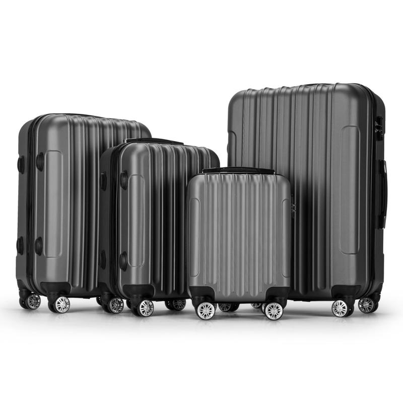 Zimtown 4 Piece Luggage Set, ABS Hard Shell Suitcase Luggage Sets Double Wheels with TSA Lock, Dark Gray