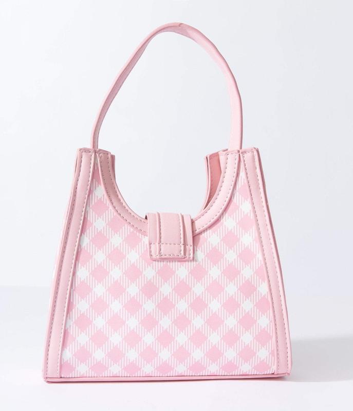 Pusheen x Unique Vintage Pusheen Pink Gingham Shoulder Bag