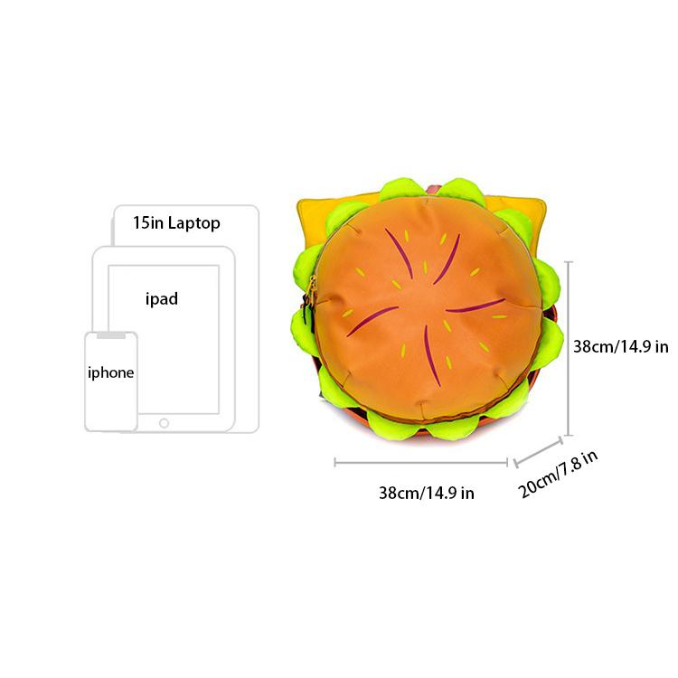 Fashionable Novelty Hamburger Design Backpack, Cute Spring Large Volume Backpack with Adjustable Strap For Daily Used, Cute Purse Student School Book Bag