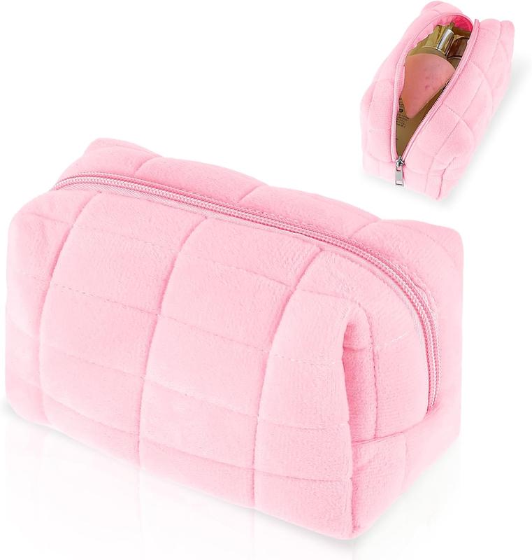 Makeup Bag Small Zippered Toiletry Organizer Make Up Travel Traveling  Storage Case Skincare Cute Fluffy Polyester Purse Brush Set Pouch Daily  Bathroom Display Womens