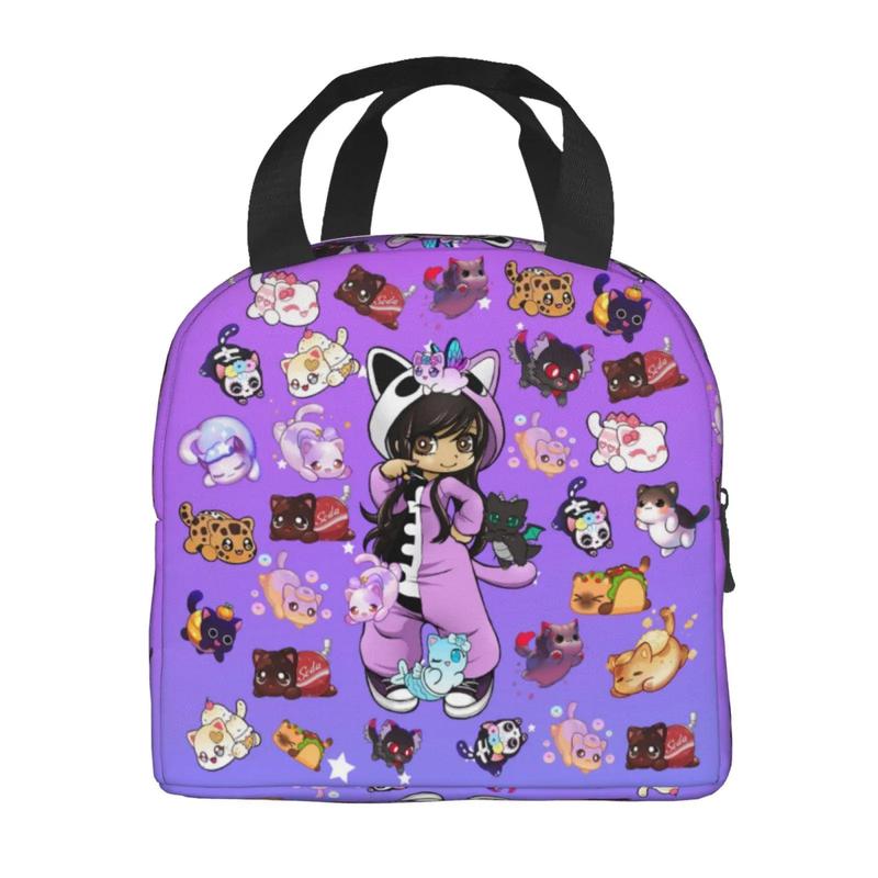 Aphmau Lunch Bag Cute Cartoon Portable Reusable Sack lunch   Lunch Bag Multifunctional Large Capacity Lnsulation Lunch Box