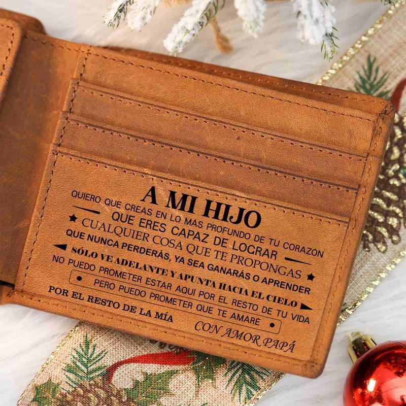 Christmas 2024-Mom to Son Wallet-EngravedWallet For Son-Wallet for Son From Mom & Dad-Leather Wallet-Mens Wallet-Christmas Gift-Birthday Gift-Gift For Son Cannot Be Customizedcard holder RFlD Blocking Bifold Wallet blacklightweight durable classic