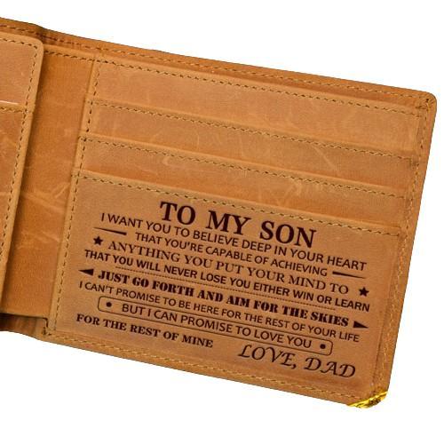 Christmas 2024-Mom to Son Wallet-EngravedWallet For Son-Wallet for Son From Mom & Dad-Leather Wallet-Mens Wallet-Christmas Gift-Birthday Gift-Gift For Son Cannot Be Customizedcard holder RFlD Blocking Bifold Wallet blacklightweight durable classic