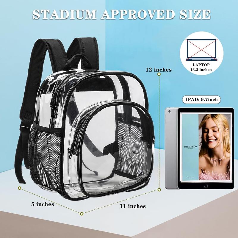 Clear Backpack Stadium Approved 12x12x6 Small Clear Backpack for Concert,Work,Festival,Security,Stadium