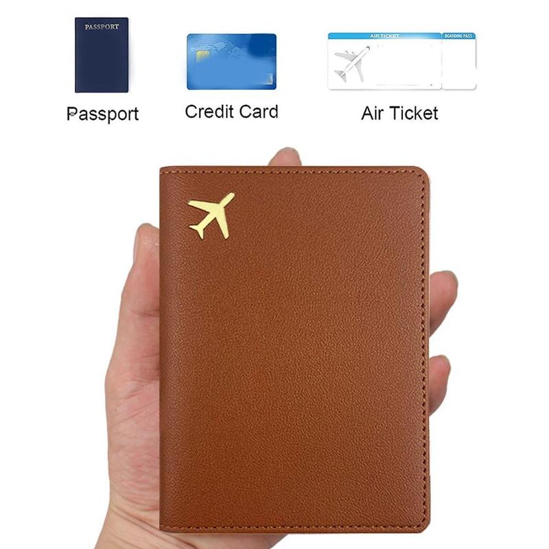 Letter Pattern PU Leather Passport Holder, 1 Count Water-resistant Passport Cover, Compact Slim Case for Air Ticket Credit Card Cash