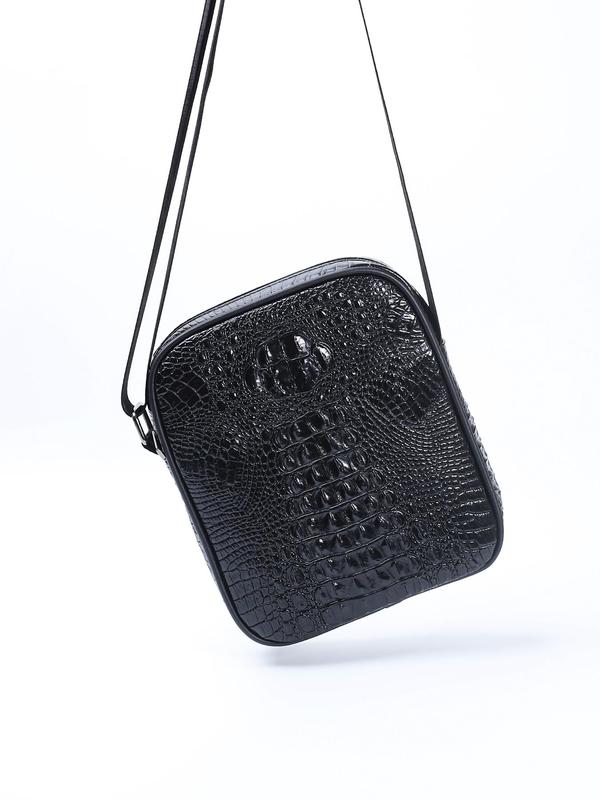 Men's Crocodile Embossed Shoulder Bag, 2024 New Style Fashionable Crossbody Bag for Daily Used, Casual Trendy Versatile High-quality Daily Commuting Bag