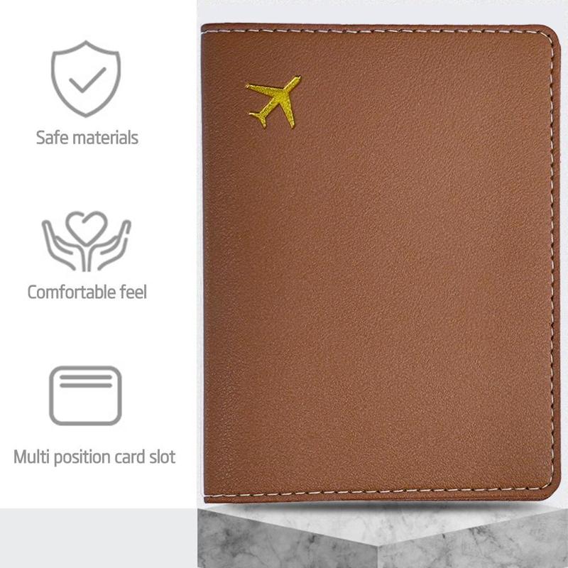 Letter Pattern PU Leather Passport Holder, 1 Count Water-resistant Passport Cover, Compact Slim Case for Air Ticket Credit Card Cash