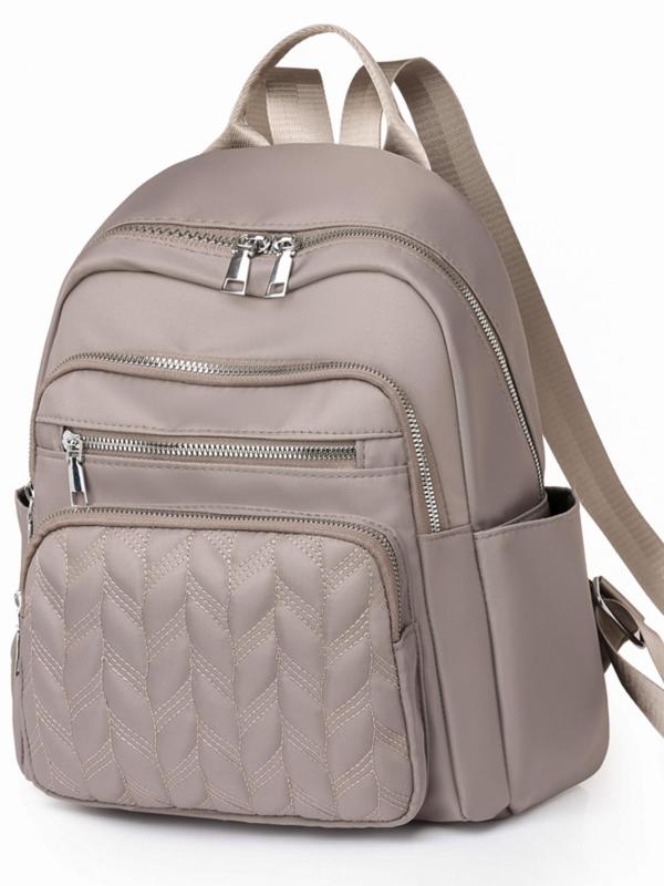 Multi-functional Quilted Design Backpack, Casual Solid Color Backpack, Fashionable Backpack for Women & Men