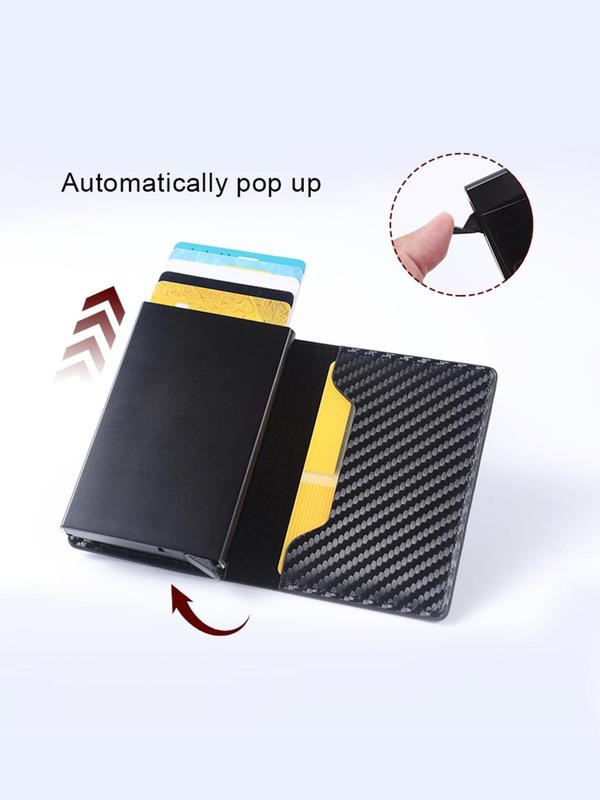 Men's Business Carbon Fiber Pattern Card Holder, Ultra-thin RFID Blocking Wallet, Durable Aluminum Alloy Card Holder for ID Card, Driver's License