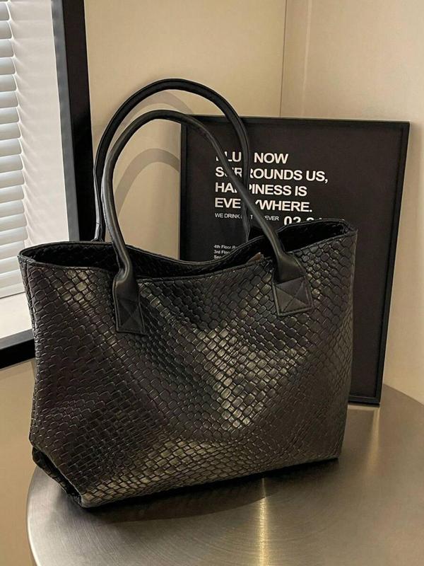 Women's Elegant Crocodile Embossed Shoulder Bag, Large Capacity Tote Bag, Casual Trendy Versatile High-quality Daily Commuting Bag, Girl Fashionable Handbag