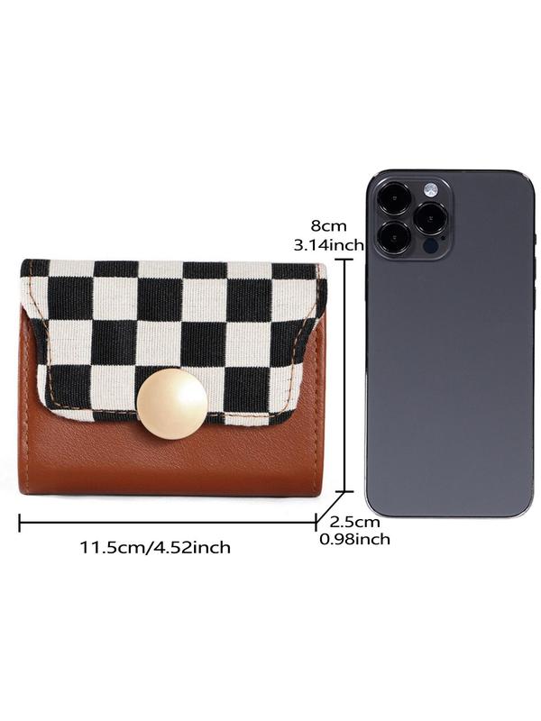 Women's Checkerboard Pattern Short Wallet, Fashionable Multi Card Slot Wallet for Daily Used, Casual Trendy Versatile High-quality Daily Wallet