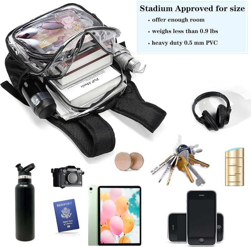 Clear Backpack Stadium Approved 12x12x6 Small Clear Backpack for Concert,Work,Festival,Security,Stadium