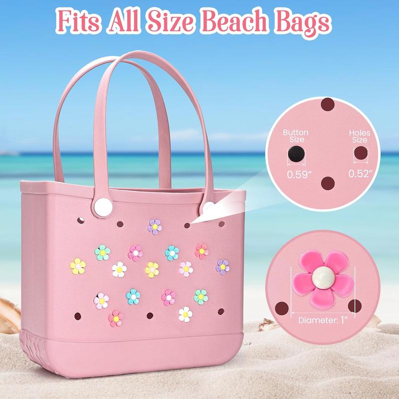 16 count Flower Charm Accessory for Bogg Bags and Simply Southern Totes, Decorative Accessories to Customize Your Beach Tote Bag