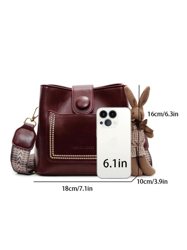 Women's Fashionable Rabbit Charm Crossbody Bag, Casual Pu Leather Shoulder Bag for Daily Used, Trendy Versatile High-quality Daily Commuting Bag