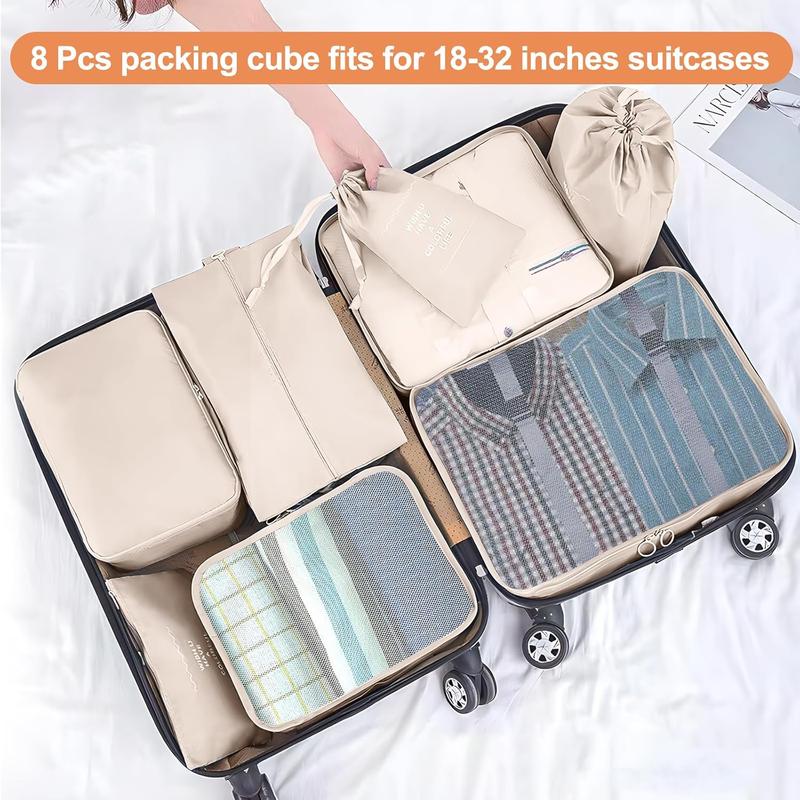 Packing Cubes for Travel - 8 Set Luggage Organizer Bags for Family, Mesh Breathable Travel Packing Cubes for Suitcases Durable Travel Essentials Bags Set