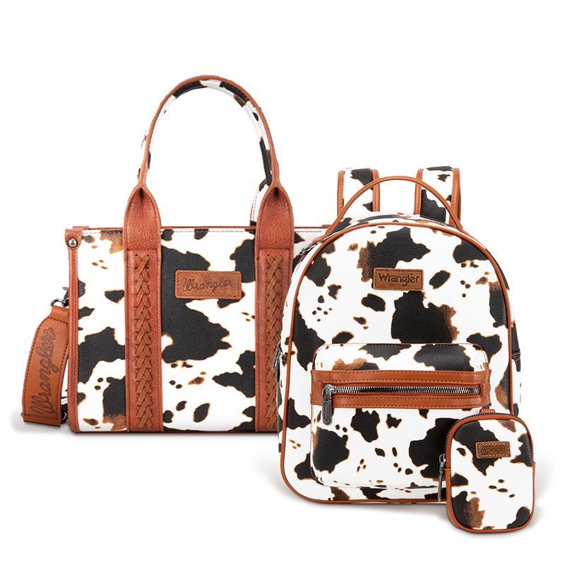 Wrangler Moo Moo Cow Print Backpack and Tote Set of 2