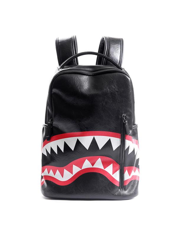 Fashionable Cartoon Shark Mouth Print Backpack, Large Capacity Waterproof Portable Backpack, Casual Trendy Versatile High-quality Daily Commuting Bag