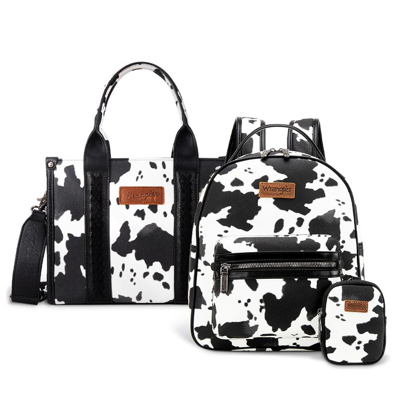 Wrangler Moo Moo Cow Print Backpack and Tote Set of 2