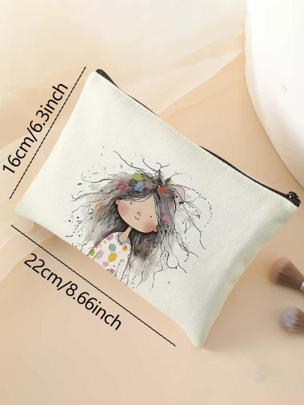 Cartoon Girl Pattern Makeup Bag, Lightweight Multi-functional Fashion Makeup Bag, Travel Makeup Bag, Suitable for Leisure Travel, Business Trips