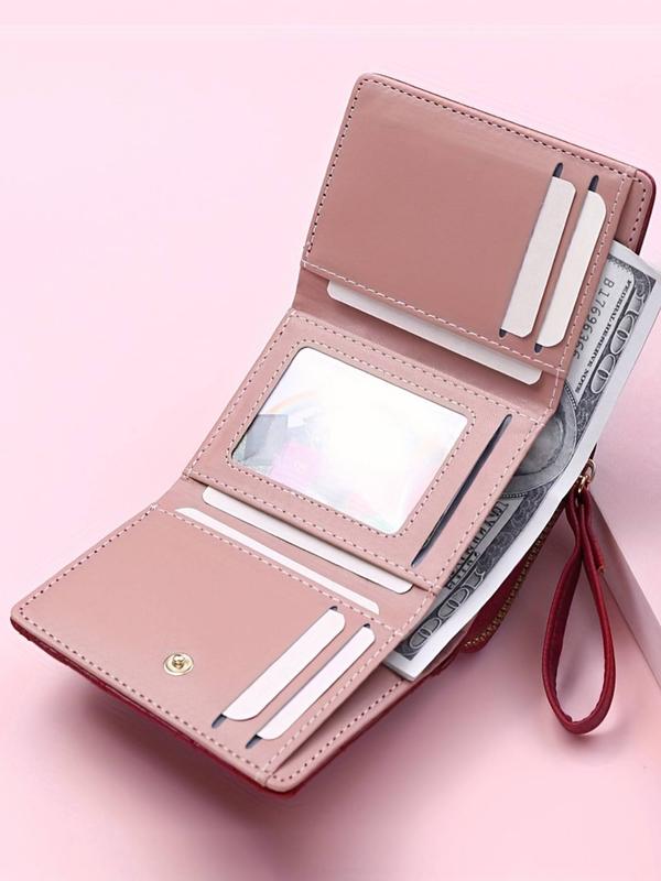 Women's Fashionable Heart Embroidered Short Wallet, Casual Multi Card Slot Card Holder, Simple All-match Bifold Wallet for Daily Life