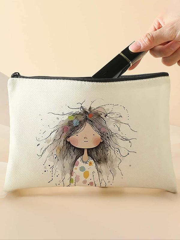 Cartoon Girl Pattern Makeup Bag, Lightweight Multi-functional Fashion Makeup Bag, Travel Makeup Bag, Suitable for Leisure Travel, Business Trips