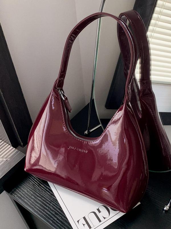 Women's Solid Color Shoulder Bag, Fashionable PU Leather Zipper Underarm Bag for Daily Used, Casual Trendy Versatile High-quality Daily Commuting Bag