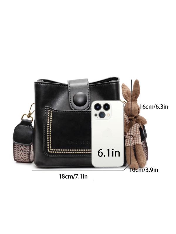 Women's Fashionable Rabbit Charm Crossbody Bag, Casual Pu Leather Shoulder Bag for Daily Used, Trendy Versatile High-quality Daily Commuting Bag