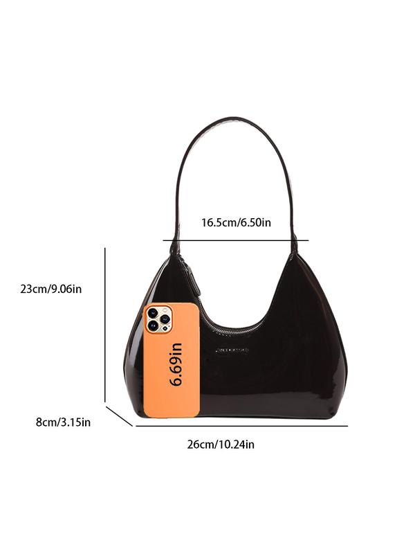 Women's Solid Color Shoulder Bag, Fashionable PU Leather Zipper Underarm Bag for Daily Used, Casual Trendy Versatile High-quality Daily Commuting Bag