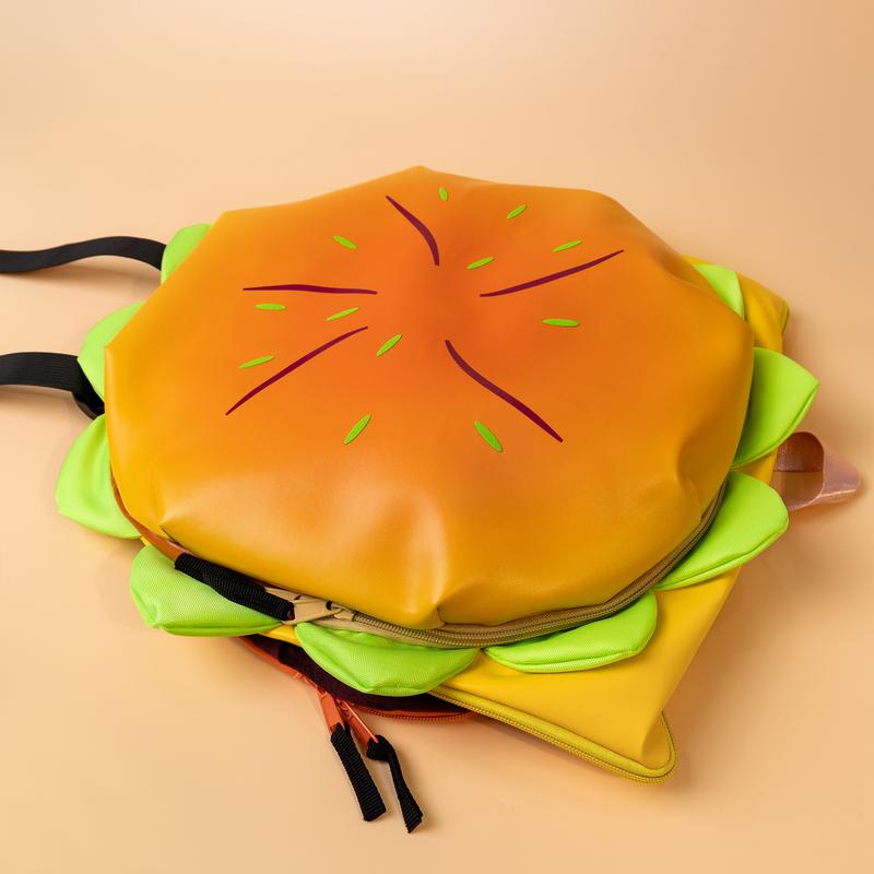 Fashionable Novelty Hamburger Design Backpack, Cute Volume Backpack with Adjustable Strap For Daily Used, Cute Student School Book Bag