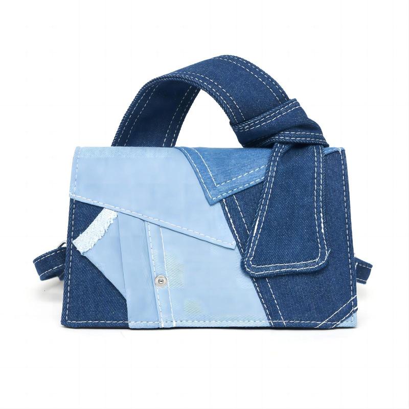 Women Trendy Mini Purse Cute Puni Bags For Women Denim Top Handle Clutch Handbag Best Gift Fashionable denim patchwrses Miork crossbody bag for women