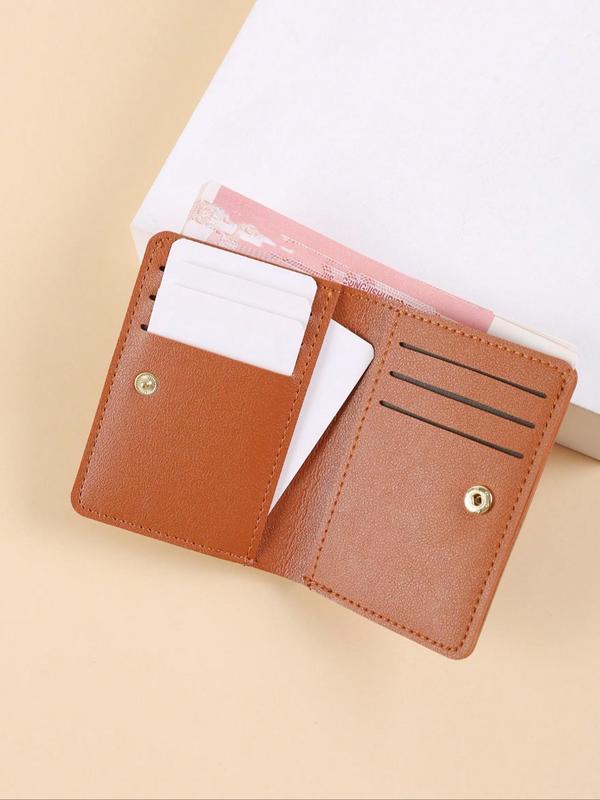 Men's Pu Leather Snap Button Short Wallet, Portable Multi Card Slots Bifold Card Holder, Cash Bank Card Id Credit Card Storage, for Men and Women