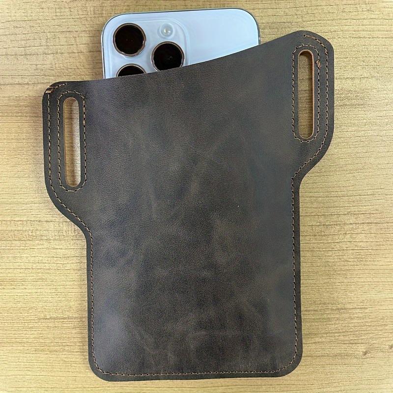 PU Leather Phone Holster with Leather Belt Loop, Retro Style, Suitable for Outdoor Sports Travel Camping Hiking, Compatible with All Smart Phones