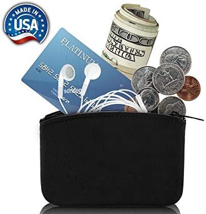 Genuine Leather Large Coin Purse for Women, Change Purse Zipper Wallet For Men Size 5x3 U.S.A. Made By Nabob Leather