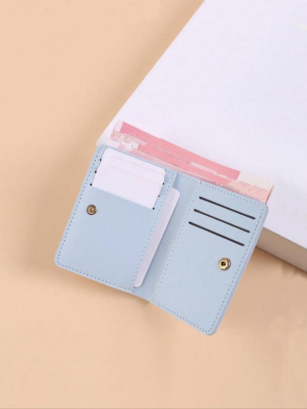 Men's Pu Leather Snap Button Short Wallet, Portable Multi Card Slots Bifold Card Holder, Cash Bank Card Id Credit Card Storage, for Men and Women