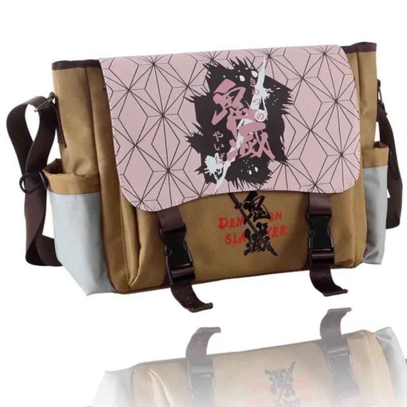 Anime Messenger Bag - Side Shoulder Crossbody Bag - Character - Tanjiro Nezuko Giyu Tomioka Hashira Pattern Symbol Logo - Japanese Anime Manga Fashion Design Art - Back to School Travel Work Book Satchel PU Leather and Canvas