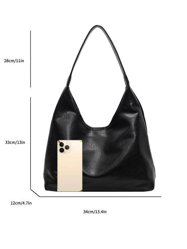 Women's Solid Color Tote Bag, Large Capacity Hobo Bag for Work & Daily Used, Casual Trendy Versatile High-quality Daily Commuting Bag, Girl Fashionable Shopping Bag